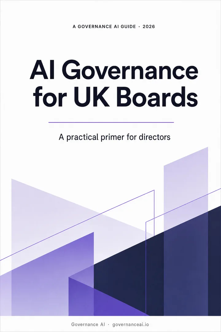 Cover of the guide “AI Governance for UK Boards”
