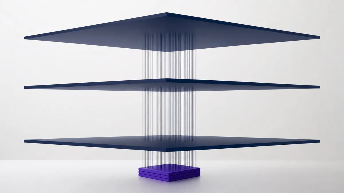 Near-white illustration of a university council table linked by violet lines to admissions, marking and student data controls